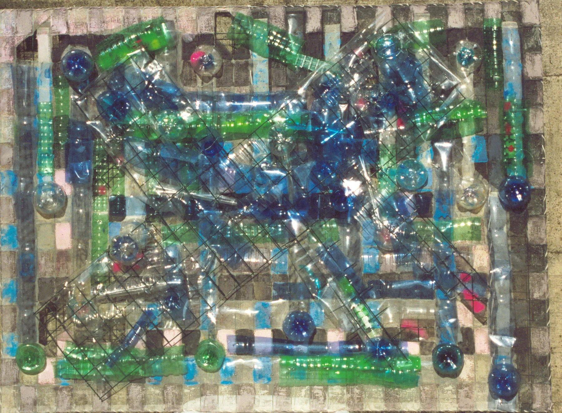 Captazione della Pulsione Luce Primordiale - 135x155 Acciaio Plastica Acrilico su rete