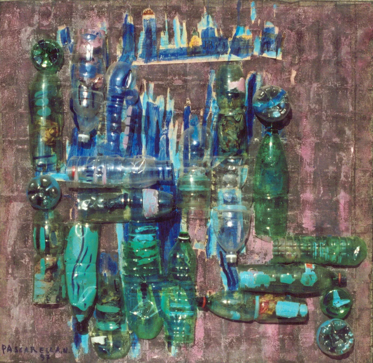 Enigma in Luce Rosa - 98x102 Plastica Acrilico Carta su rete